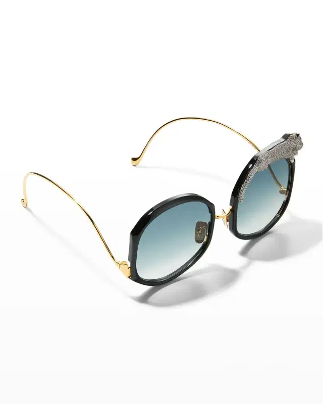 Rose Et Le Reve Leopard Round Acetate Sunglasses