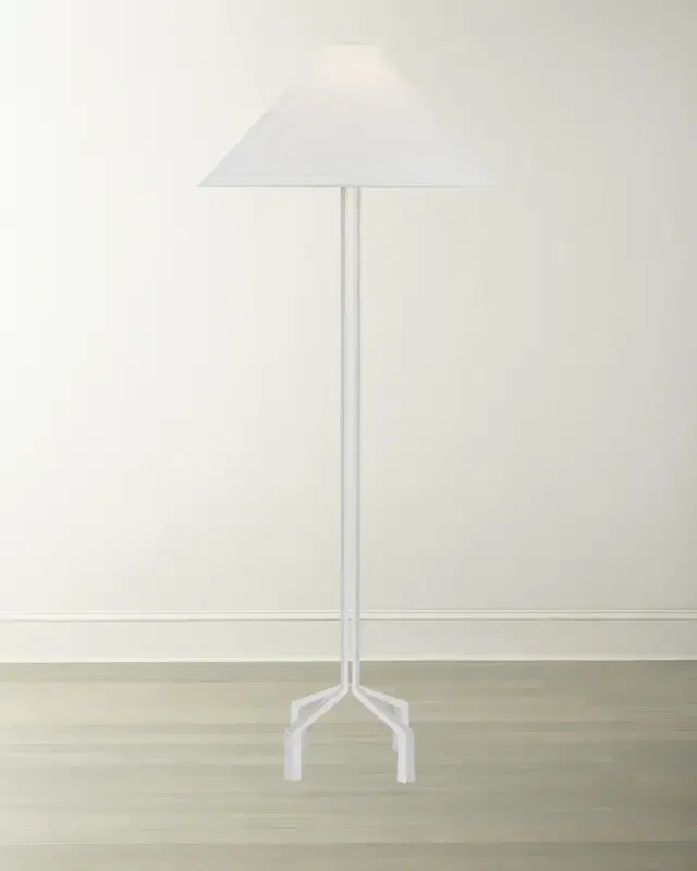 Visual Comfort Signature Clifford Forged Floor Lamp With Linen Shade by Marie Flanigan