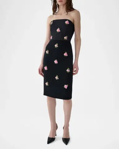 Carolina Herrera Strapless Floral Embroidered Sheath Dress | Thumbnail 4
