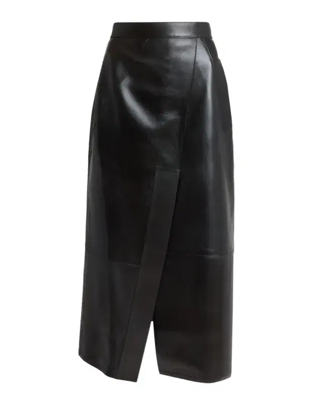 Givenchy Asymmetric Paneled Leather Midi Skirt