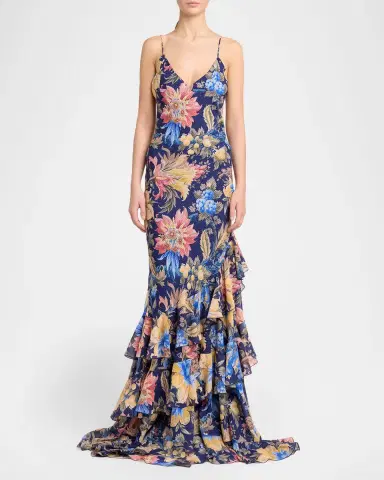 Etro Floral Seersucker Ruffled Maxi Dress | Thumbnail 2