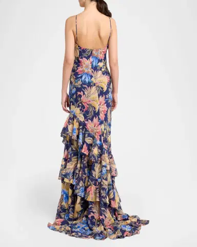 Etro Floral Seersucker Ruffled Maxi Dress | Thumbnail 3