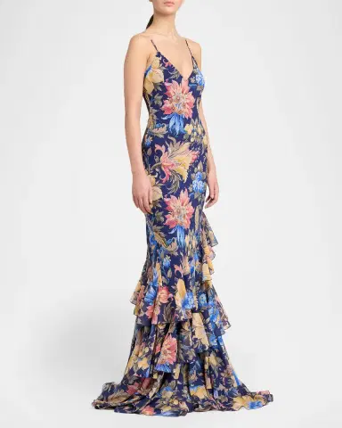 Etro Floral Seersucker Ruffled Maxi Dress | Thumbnail 4