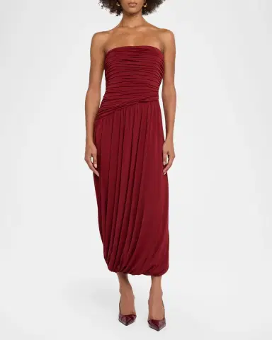 Cinq à Sept Rosine Draped Strapless Midi Dress | Thumbnail 2