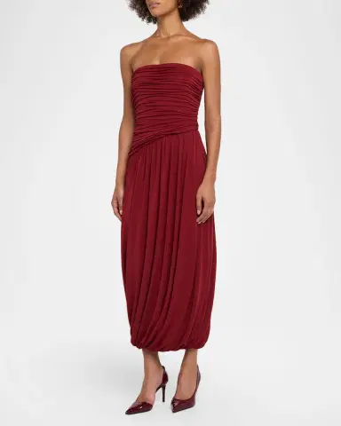 Cinq à Sept Rosine Draped Strapless Midi Dress | Thumbnail 4