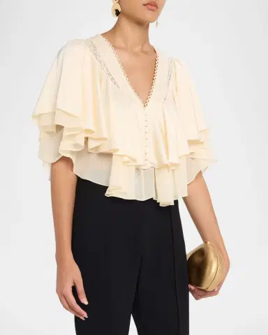 Cinq à Sept Mary Tiered Crop Top | Thumbnail 4 Cinq à Sept Mary Tiered Crop Top | Thumbnail 4