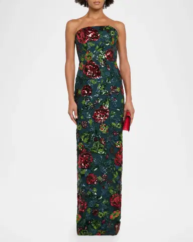 Rene Ruiz Collection Strapless Floral Sequin Gown | Thumbnail 2