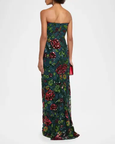 Rene Ruiz Collection Strapless Floral Sequin Gown | Thumbnail 3
