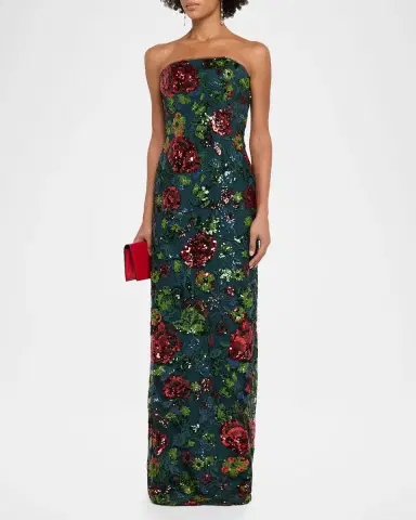 Rene Ruiz Collection Strapless Floral Sequin Gown | Thumbnail 4