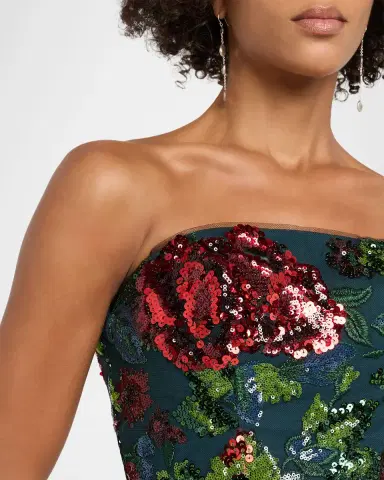 Rene Ruiz Collection Strapless Floral Sequin Gown | Thumbnail 5