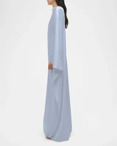 Simkhai Ora Satin Asymmetric Drape Sleeve Gown | Thumbnail 5 Simkhai Ora Satin Asymmetric Drape Sleeve Gown | Thumbnail 5