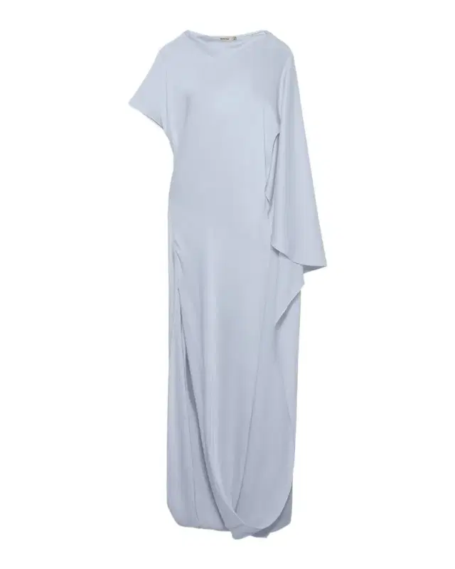 SIMKHAI Ora Satin Asymmetric Drape Sleeve Gown