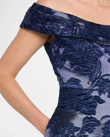Aidan Mattox Off-Shoulder Floral Jacquard Gown | Thumbnail 3 Aidan Mattox Off-Shoulder Floral Jacquard Gown | Thumbnail 3
