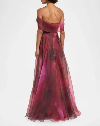 Rene Ruiz Collection Wrap-Sleeve Off-the-Shoulder Organza Gown | Thumbnail 3 Rene Ruiz Collection Wrap-Sleeve Off-the-Shoulder Organza Gown | Thumbnail 3