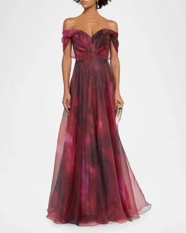 Rene Ruiz Collection Wrap-Sleeve Off-the-Shoulder Organza Gown | Thumbnail 4 Rene Ruiz Collection Wrap-Sleeve Off-the-Shoulder Organza Gown | Thumbnail 4