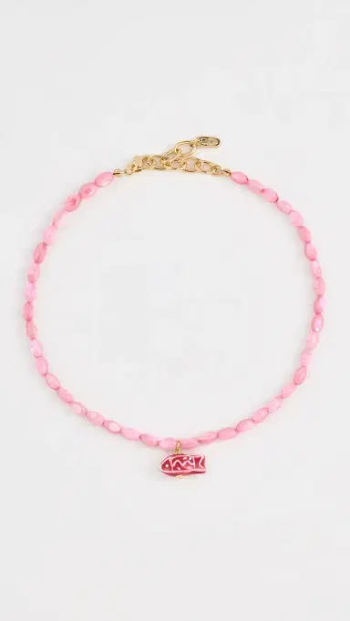 Logan Tay Cotton Candy Beaded Fish Necklace Pink One Size | Thumbnail 2