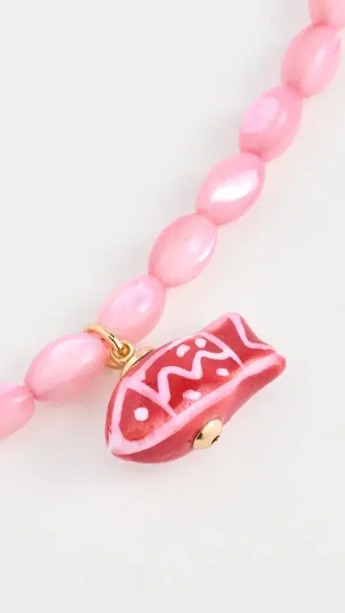Logan Tay Cotton Candy Beaded Fish Necklace Pink One Size | Thumbnail 4