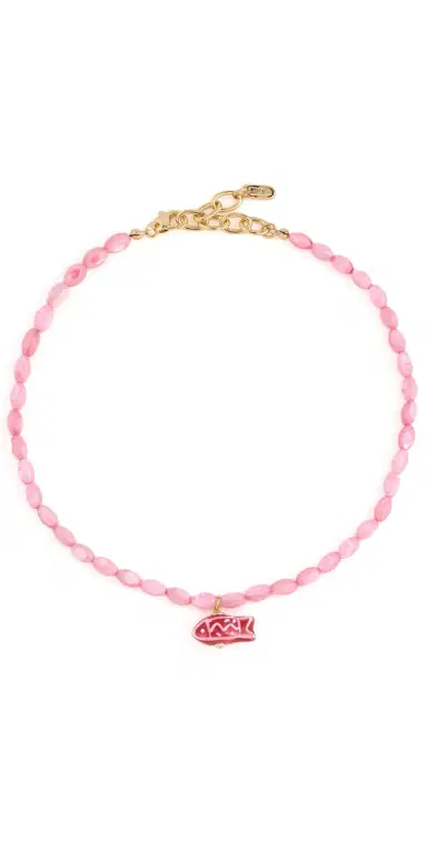 Logan Tay Cotton Candy Beaded Fish Necklace Pink One Size | Thumbnail 1