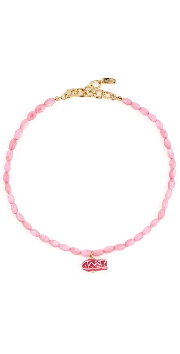 Logan Tay Cotton Candy Beaded Fish Necklace Pink One Size