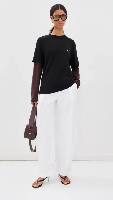 Courrèges Double Sleeve T-Shirt Black/Burnt Red | Thumbnail 5