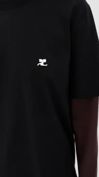 Courrèges Double Sleeve T-Shirt Black/Burnt Red | Thumbnail 6