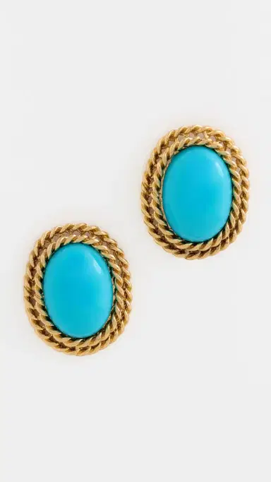 KENNETH JAY LANE Oval Center Earrings Turquoise One Size | Thumbnail 2