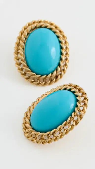 KENNETH JAY LANE Oval Center Earrings Turquoise One Size | Thumbnail 4