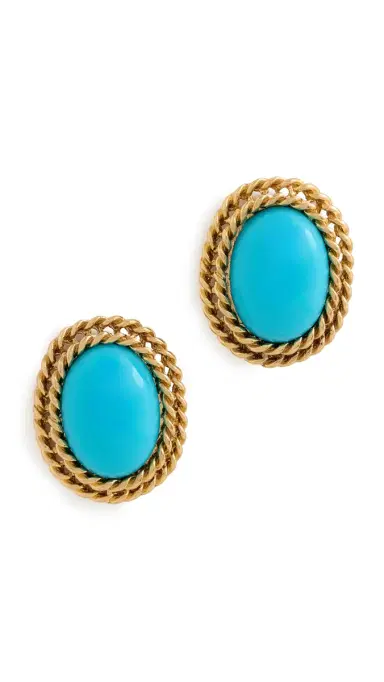 KENNETH JAY LANE Oval Center Earrings Turquoise One Size | Thumbnail 5