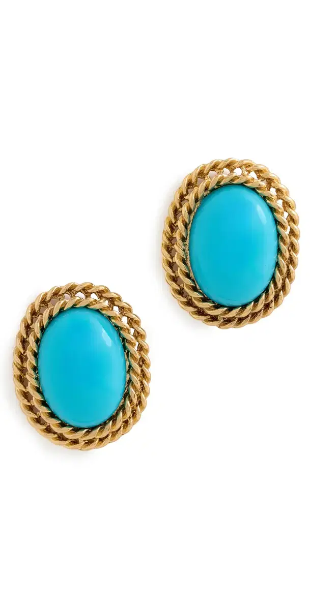 KENNETH JAY LANE Oval Center Earrings Turquoise One Size