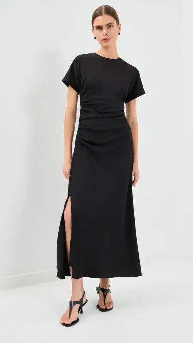 Simkhai Marabella Draped Midi Dress Black | Thumbnail 2