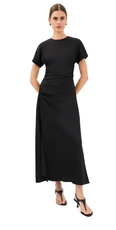 Simkhai Marabella Draped Midi Dress Black | Thumbnail 1