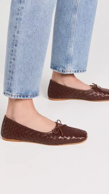 FRĒDA SALVADOR Jada Flats Umber Closed Woven Calf | Thumbnail 3