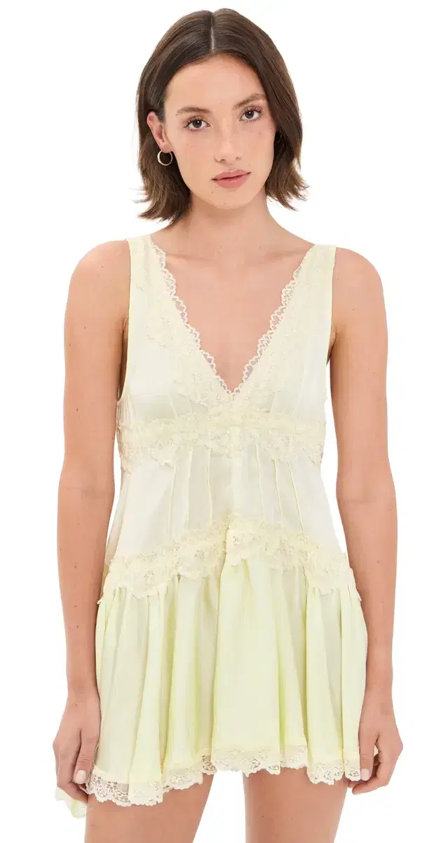 Free People In This Groove Mini lip Dress Lemon Ice