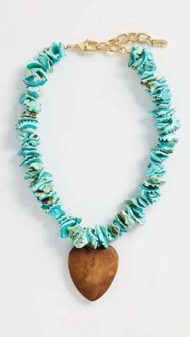 Logan Tay Blue Beaded Wooden Heart Necklace | Thumbnail 2 Logan Tay Blue Beaded Wooden Heart Necklace | Thumbnail 2
