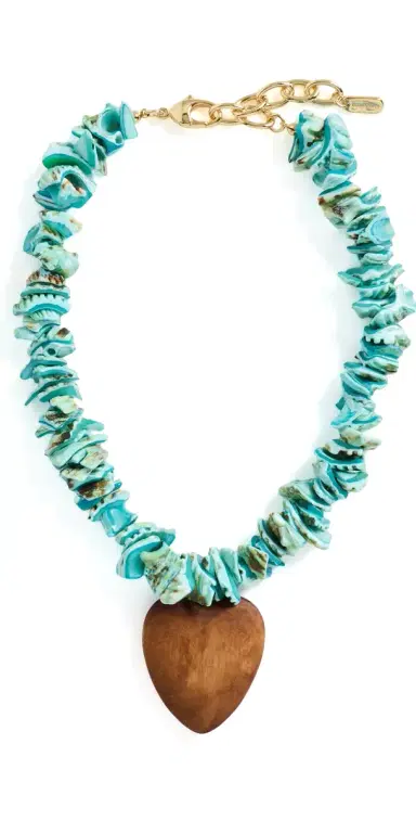 Logan Tay Blue Beaded Wooden Heart Necklace | Thumbnail 1 Logan Tay Blue Beaded Wooden Heart Necklace | Thumbnail 1