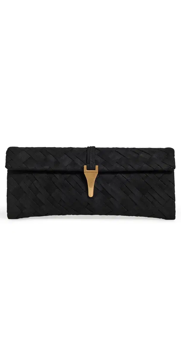 JW PEI Zaria Faux Suede Woven Clutch Black One Size