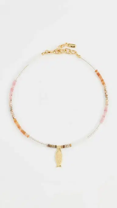 Logan Tay Pink Beaded Gold Fish Necklace Pink One Size | Thumbnail 2