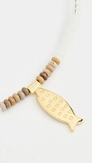 Logan Tay Pink Beaded Gold Fish Necklace Pink One Size | Thumbnail 4