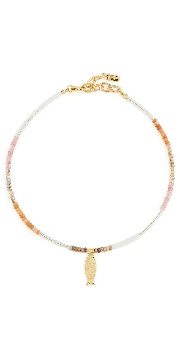 Logan Tay Pink Beaded Gold Fish Necklace Pink One Size