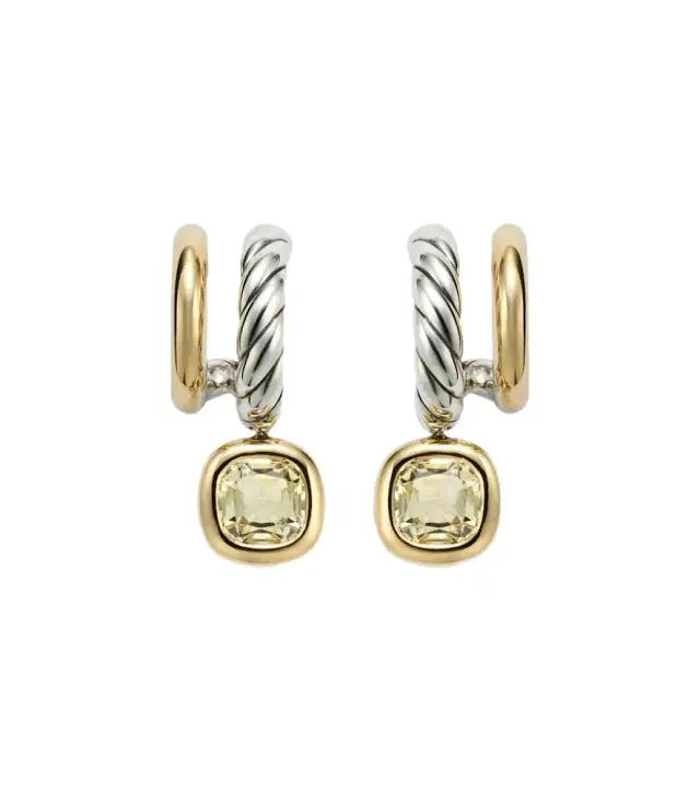 David Yurman DY Mercer 18kt gold and sterling silver drop earrings with citrines