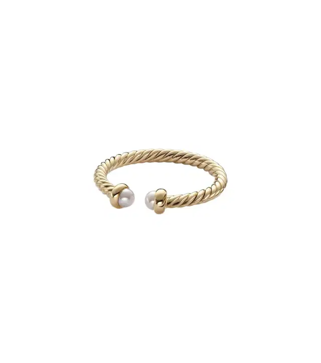 David Yurman Cablespira Flex Micro 18kt gold ring with pearls