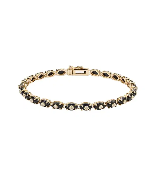 Sydney Evan Carved Stone Tiny 14kt gold bracelet with onyx and diamonds