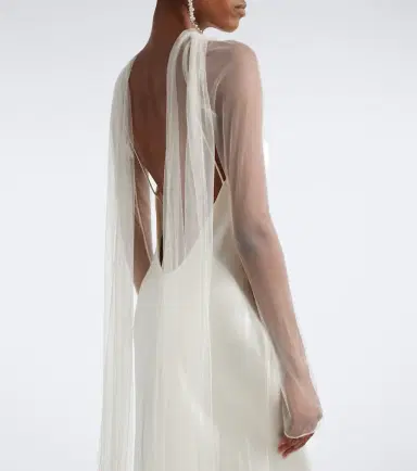 Danielle Frankel Bridal Mari caped wool and silk gown | Thumbnail 2 Danielle Frankel Bridal Mari caped wool and silk gown | Thumbnail 2