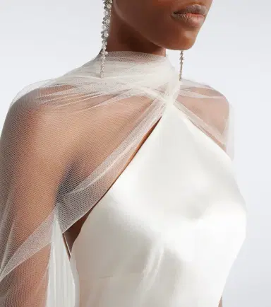 Danielle Frankel Bridal Mari caped wool and silk gown | Thumbnail 3 Danielle Frankel Bridal Mari caped wool and silk gown | Thumbnail 3
