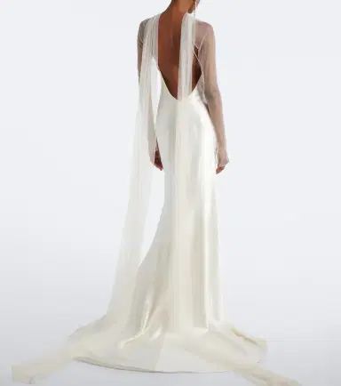 Danielle Frankel Bridal Mari caped wool and silk gown | Thumbnail 4 Danielle Frankel Bridal Mari caped wool and silk gown | Thumbnail 4