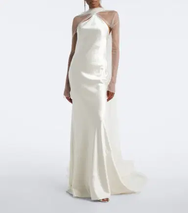 Danielle Frankel Bridal Mari caped wool and silk gown | Thumbnail 7 Danielle Frankel Bridal Mari caped wool and silk gown | Thumbnail 7
