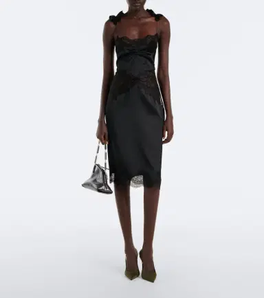 The Attico Lace-trimmed satin midi dress | Thumbnail 6