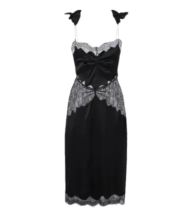 The Attico Lace-trimmed satin midi dress | Thumbnail 1
