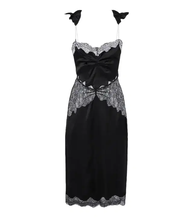 The Attico Lace-trimmed satin midi dress