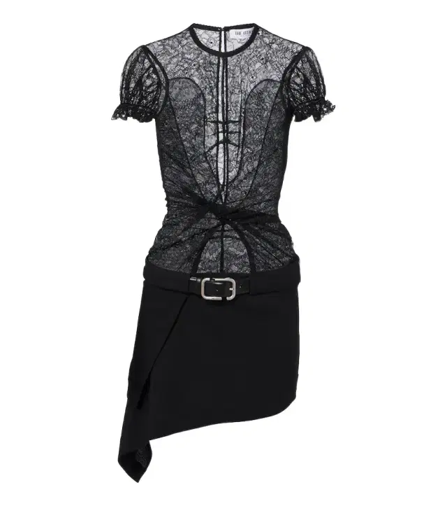 The Attico Belted lace minidress
